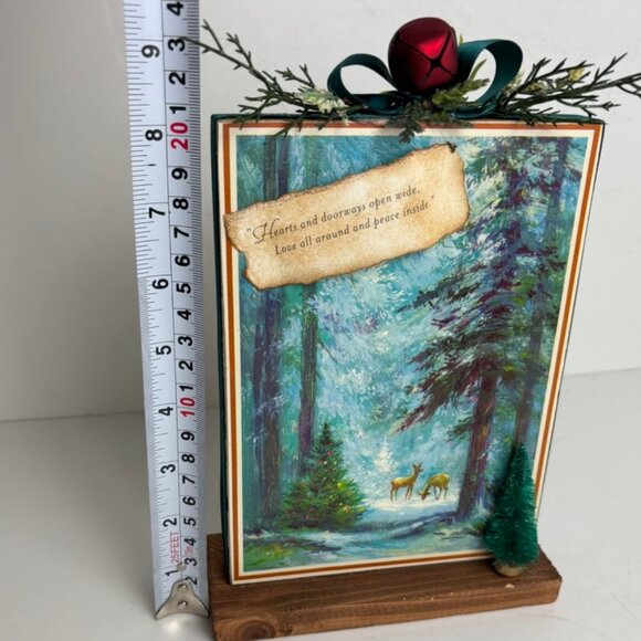 Vintage Handmade Christmas card Plaque Decor - "Woodland Christmas" - Picture 3 of 5
